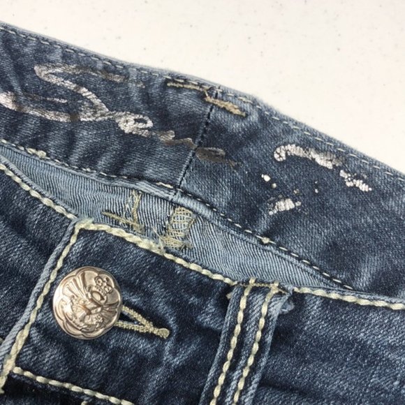VINTAGE SEVEN7 SKINNY JEANS 29x29 EMBROIDERED POCKETS ❤️ - Picture 6 of 12